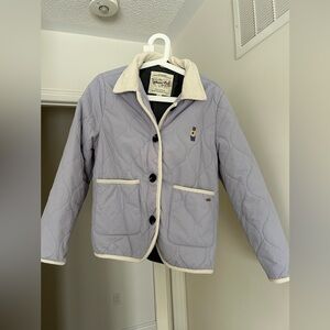 Quilted Jacket with Bear Patch - Light Purple